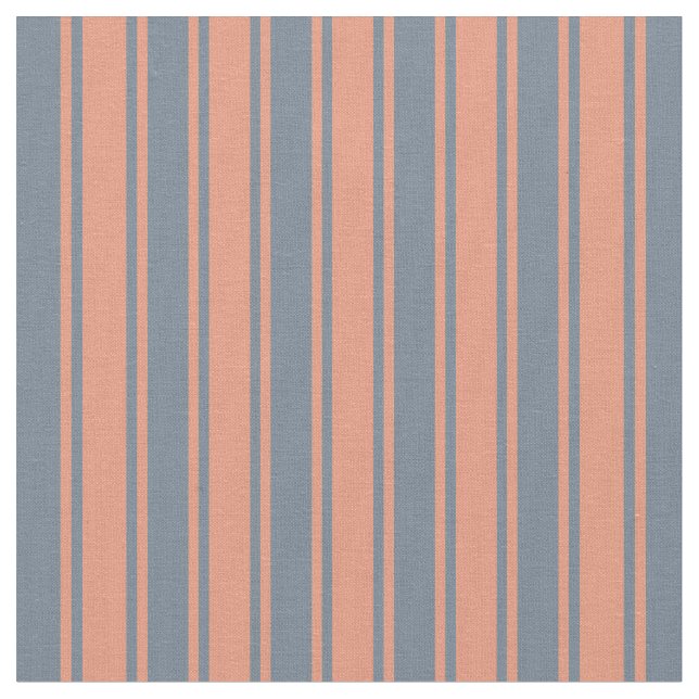 Slate Gray and Dark Salmon Pattern of Stripes Fabric (Close Up)