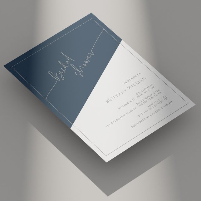 Slate Gray and Silver Geometric Bridal Shower Invitation (Slate Gray and Silver Geometric Bridal Shower Invitation)