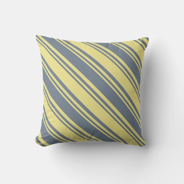 Slate Gray and Tan Striped/Lined Pattern Pillow (Front)