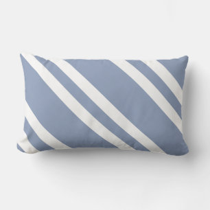 Slate Gray and White Striped Lumbar Pillow