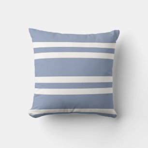 Slate Gray and White Striped Throw Pillow