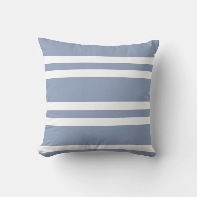 Slate Gray and White Striped Throw Pillow (Front)