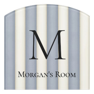 Slate Gray & Antique White Stripes Custom Large Door Sign