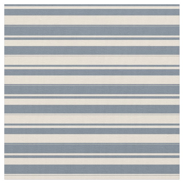 Slate Gray & Bisque Striped Pattern Fabric (Close Up)