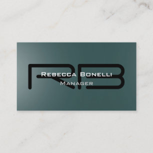 Slate Gray Black Monogram Manager Business Card