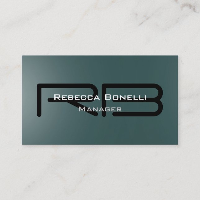 Slate Gray Black Monogram Manager Business Card (Front)