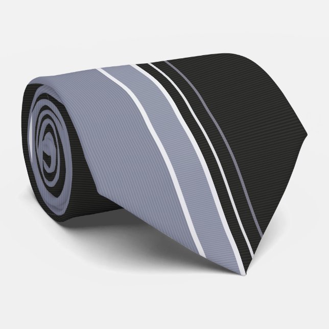 Slate Gray & Black Pinstriped Neck Tie (Rolled)
