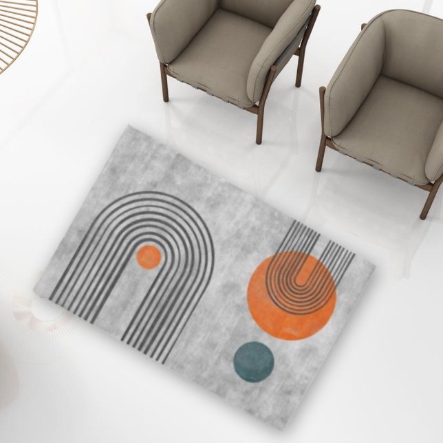 Slate Gray Boho Minimal Abstract Geometric  Rug (Creator Uploaded)