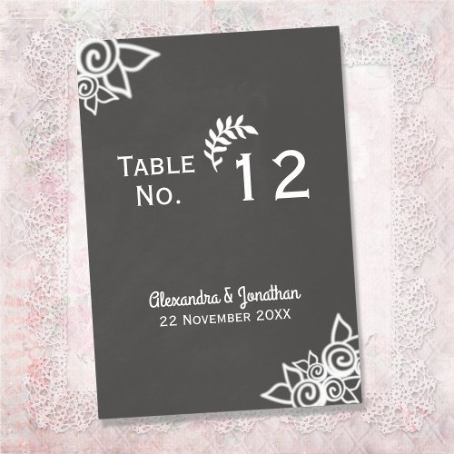 Slate Gray Chalk Style Table Number Card