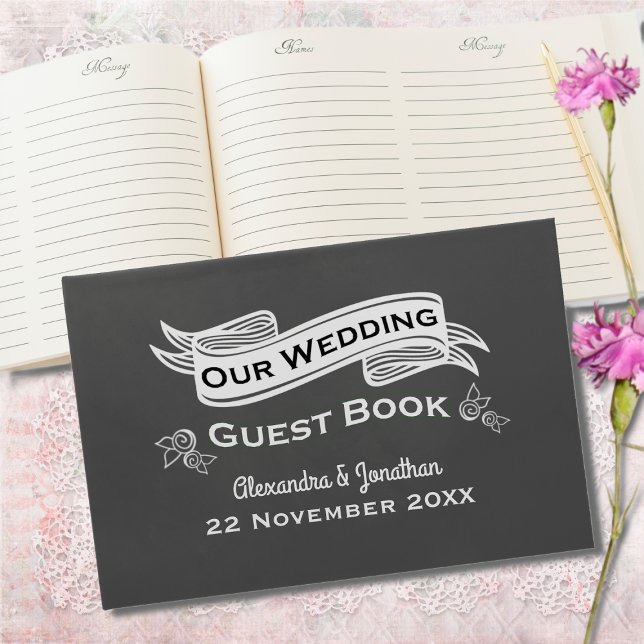 Slate Gray Chalk Style Wedding Guest Book (Creator Uploaded)
