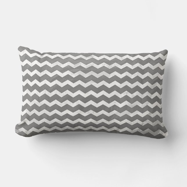Slate Gray Chevron Pattern Lumbar Pillow (Front)