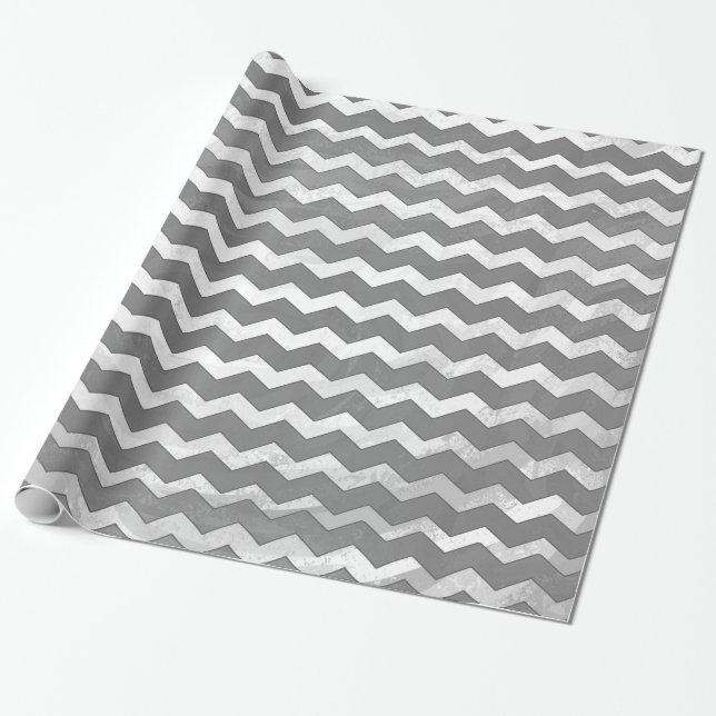 Slate Gray Chevron Pattern Wrapping Paper (Unrolled)