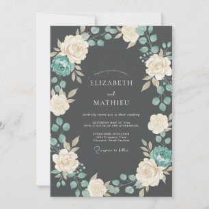 Slate Gray Classic Winter Wedding Invitation