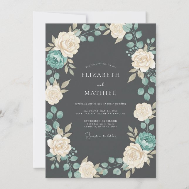 Slate Gray Classic Winter Wedding Invitation (Front)