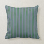 [ Thumbnail: Slate Gray & Dark Green Colored Striped Pattern Throw Pillow ]