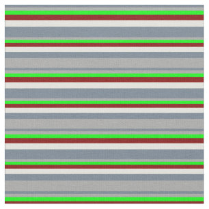 Slate Gray, Dark Grey, Lime, Maroon & Light Yellow Fabric