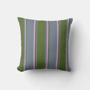 Slate Gray, Dark Olive Green, and Plum Colored Throw Pillow