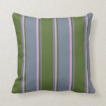 [ Thumbnail: Slate Gray, Dark Olive Green, and Plum Colored Throw Pillow ]