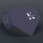 Slate Gray Elegant Monogram   Name | Two-Sided Neck Tie<br><div class="desc">An elegant two-sided necktie featuring a bold white monogram across a smooth Slate Gray background. On top of this monogram sits your first or last name spelled out in all capitals. If you prefer a bolder look for the personal name inside of the large letter you can do the following:...</div>