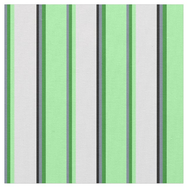Slate Gray, Forest Green, Green, Lavender & Black Fabric (Close Up)