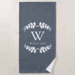 Slate Gray Framed Monogram Beach Towel