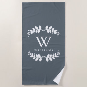 Slate Gray Framed Monogram Beach Towel