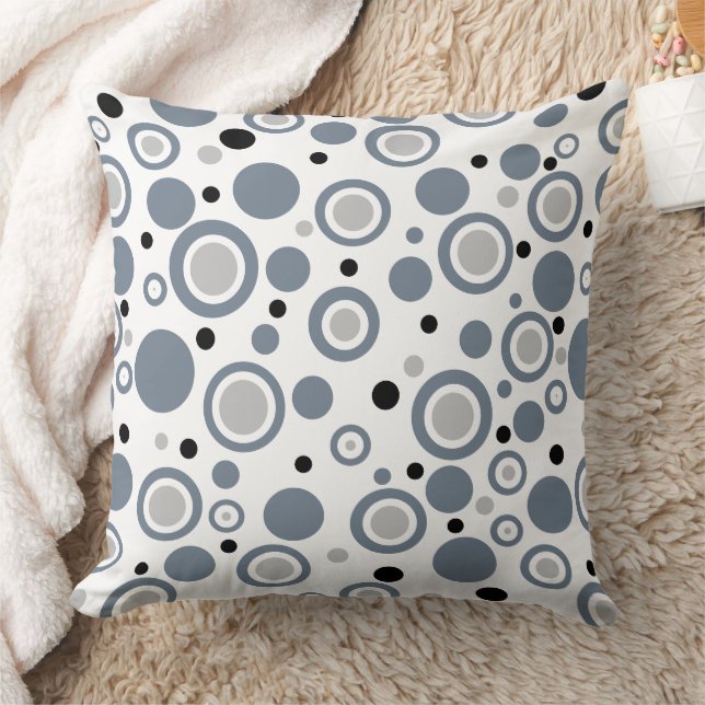 Slate Gray Geometric Circles Throw Pillow (Blanket)