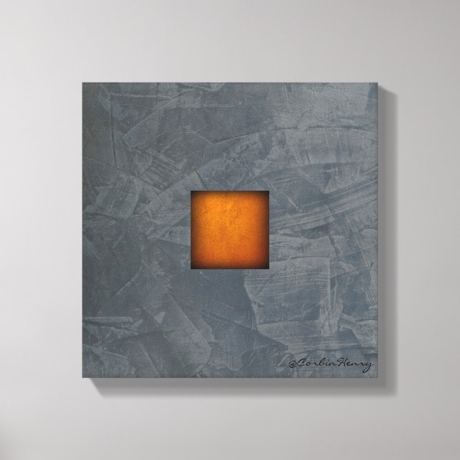 Slate Gray Gold Stucco Modern Art Canvas Print (Front)