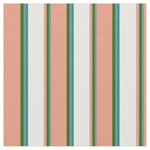 Slate Gray, Green, Dark Salmon, Mint Cream & Teal Fabric