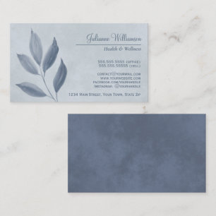 Slate Gray Leaves on Dusty Blue Elegant Feminine Business Card