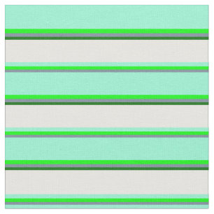 Slate Gray, Lime, Aquamarine, White & Dark Green Fabric