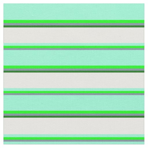 Slate Gray, Lime, Aquamarine, White & Dark Green Fabric