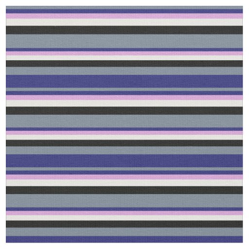 Slate Gray, Midnight Blue, Plum, White & Black Fabric