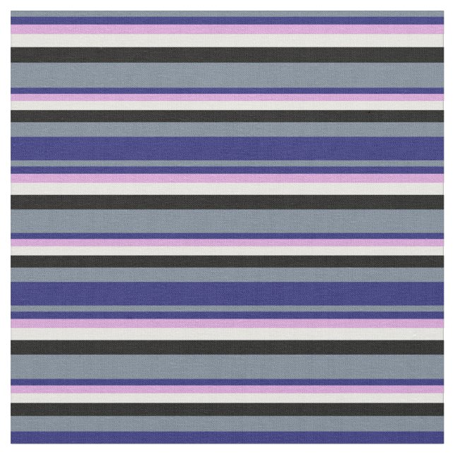 Slate Gray, Midnight Blue, Plum, White & Black Fabric (Close Up)