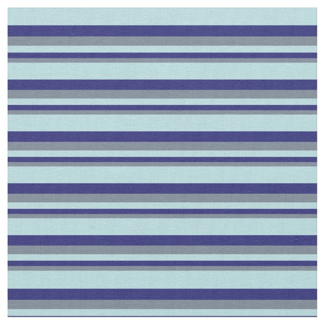 Slate Gray, Midnight Blue & Powder Blue Stripes Fabric (Close Up)