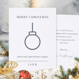 Slate Gray Minimalist Ornament Line Art Letterpress Photo Cards