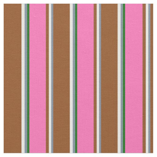 Slate Gray, Mint Cream, Brown, Hot Pink & Green Fabric