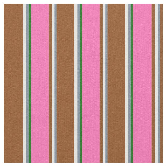 Slate Gray, Mint Cream, Brown, Hot Pink & Green Fabric (Close Up)