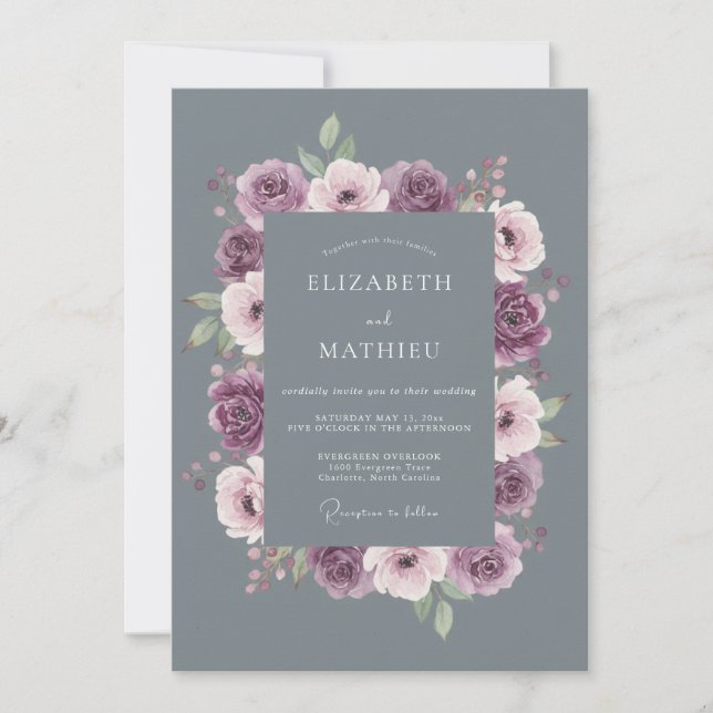 Slate Gray Misty Winter Wedding Invitation (Front)