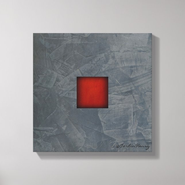 Slate Gray Modern Canvas Art — Dramatic Red (Front)