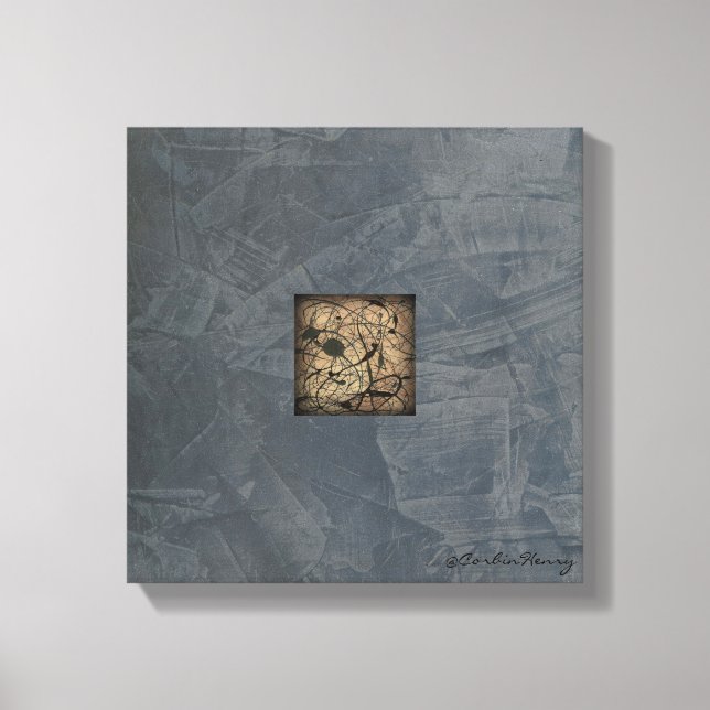 Slate Gray Modern Canvas Art — Pollock Style (Front)