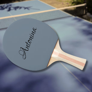 Slate Gray Modern Name Trendy Minimalist Ping Pong Paddle