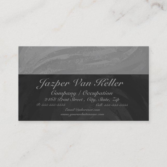 Slate Gray Monogram Business Card (Front)