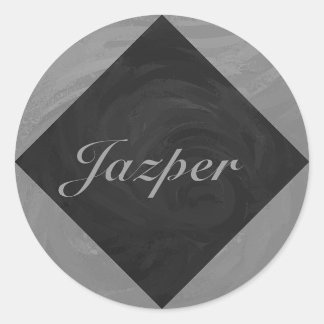 Slate Gray Monogram Classic Round Sticker (Front)
