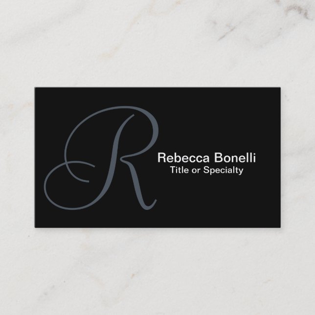 Slate Gray Monogram Consultant Business Card (Front)