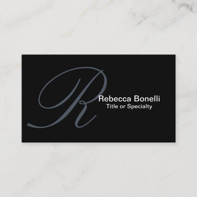 Slate Gray Monogram Consultant Business Card (Front)