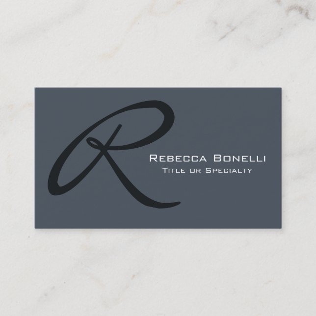 Slate Gray Monogram Consultant Business Card (Front)