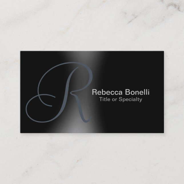 Slate Gray Monogram Consultant Business Card (Front)