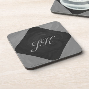 Slate Gray Monogram Drink Coaster