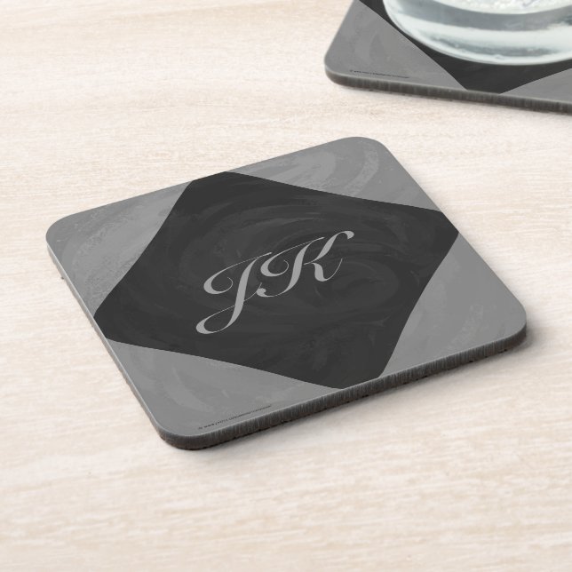 Slate Gray Monogram Drink Coaster (Left Side)